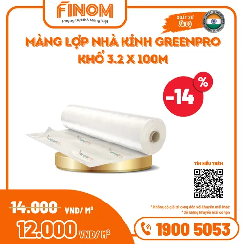 Màng lợp nhà kính GreenPro (Ấn Độ) - khổ 3.2m
