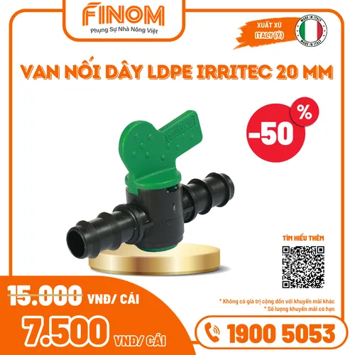 Van nối dây LDPE Irritec 20mm