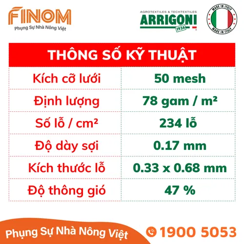 Lưới chắn côn trùng Arrigoni Biorete Air Plus 50 mesh