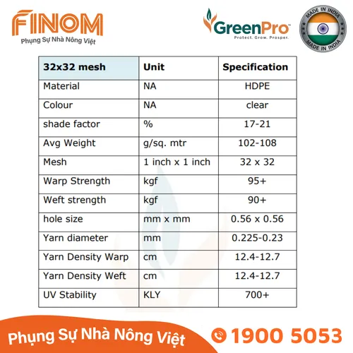 Lưới chống côn trùng GreenPro 32 mesh 3.6 x 100 mét