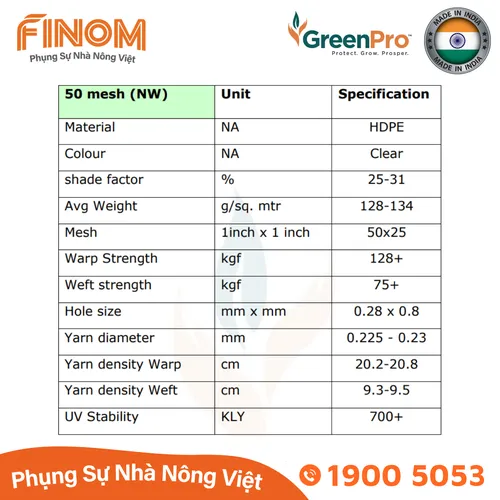 Lưới chống côn trùng GreenPro 32 mesh 3.6 x 100 mét