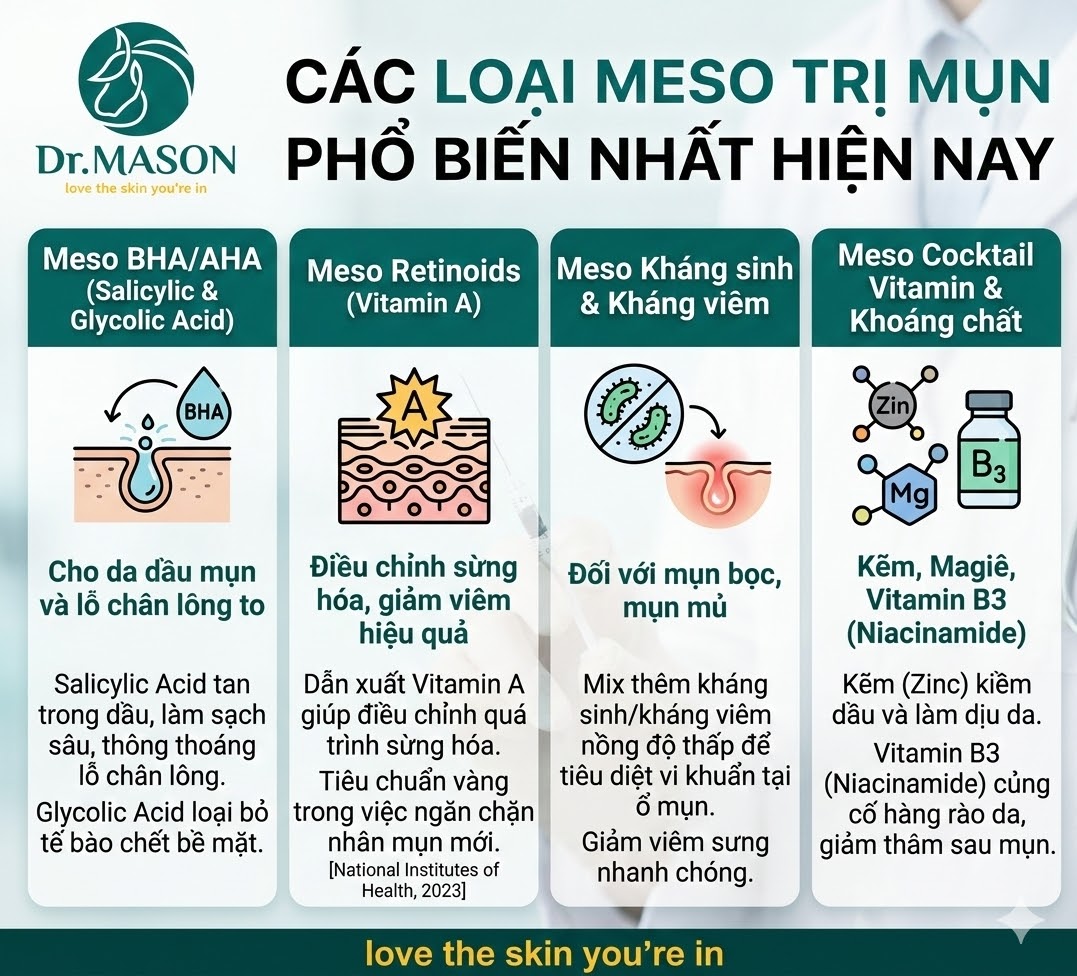 Các loại Meso trị mụn phổ biến nhất hiện nay