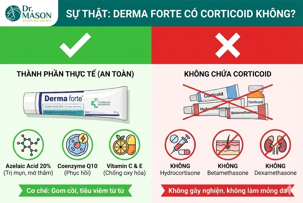 dermaforte không chứa corticoid