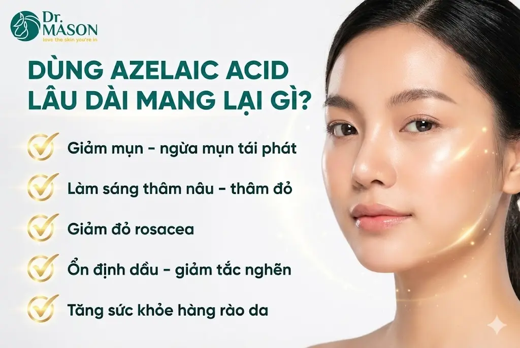 dùng azelaic lâu dài mang lợi gì