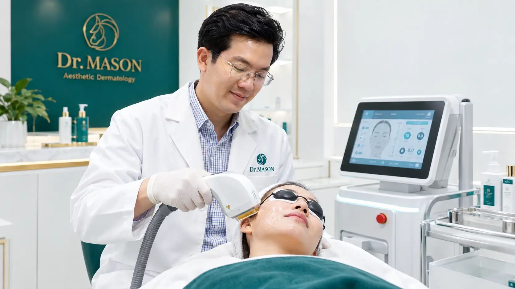 Bác sĩ Mã Thanh Sơn trực tiếp thăm khám điều trị mụn nội tiết
