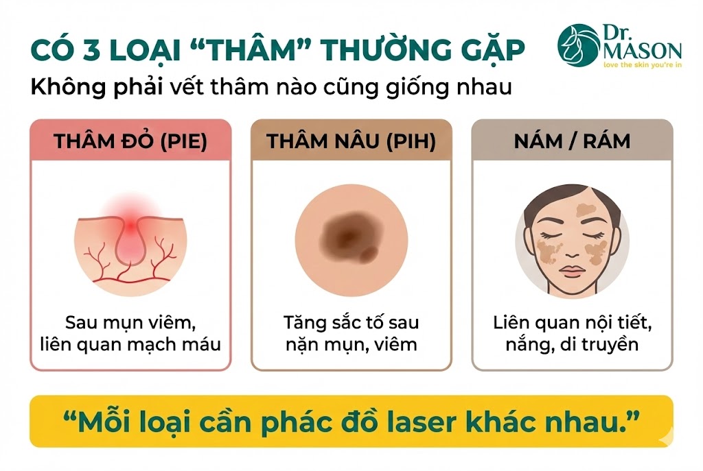 có 3 loại thâm thường gặp