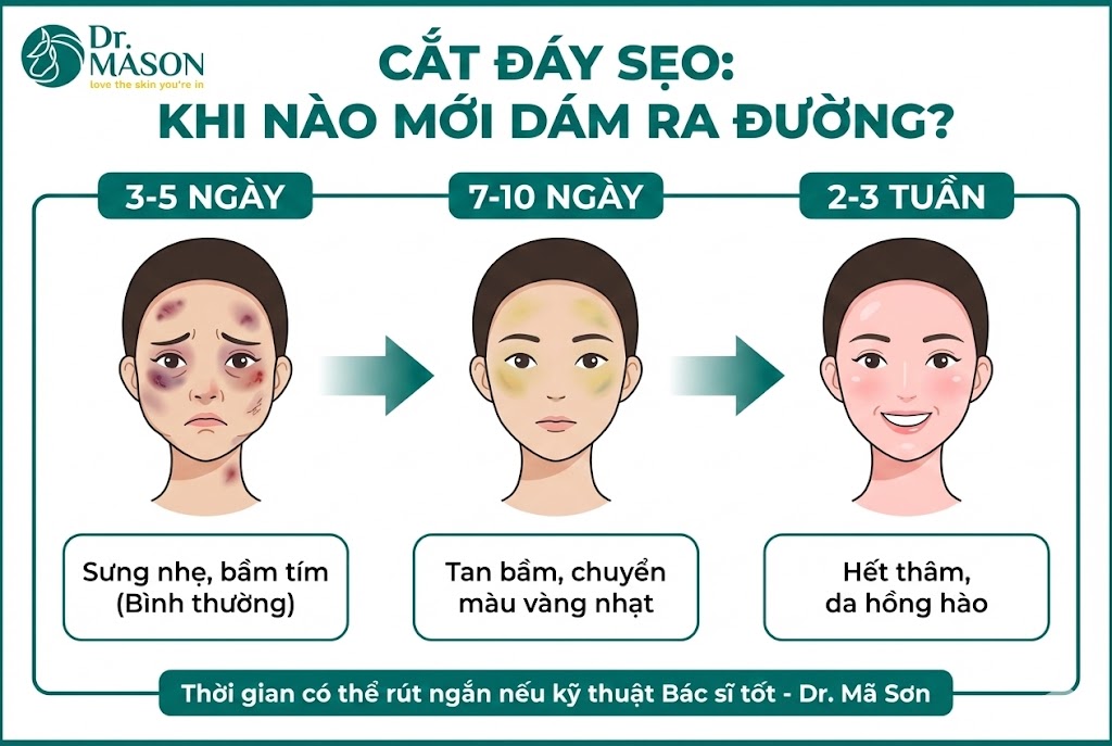 cắt đáy sẹo khi nào dám ra đường