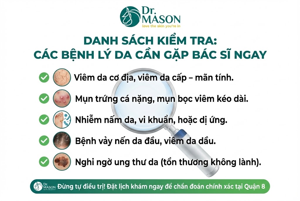 các bênh lý da liễu cần gặp bác sĩ