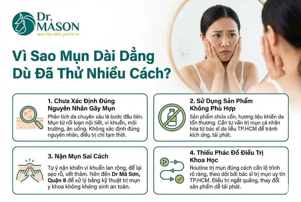 vì sao mụn dai dẳng dù đã thử nhiều cách