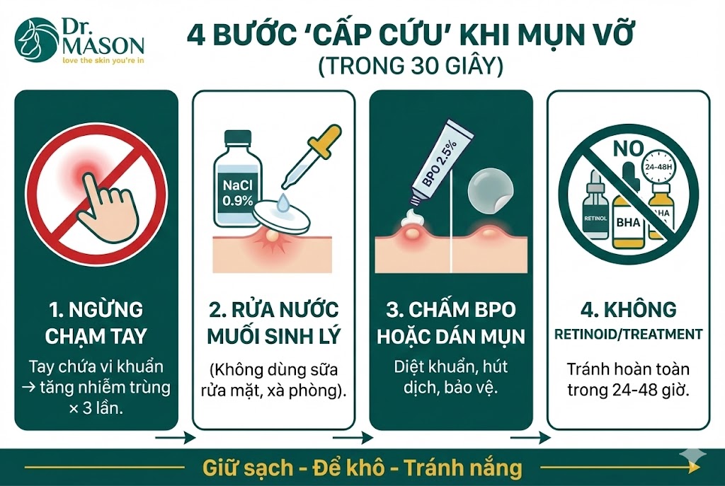 4 cách xử lý mụn vỡ