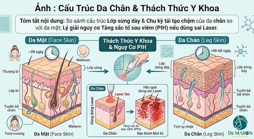 Cấu trúc da chân và thách thức y khoa PIH