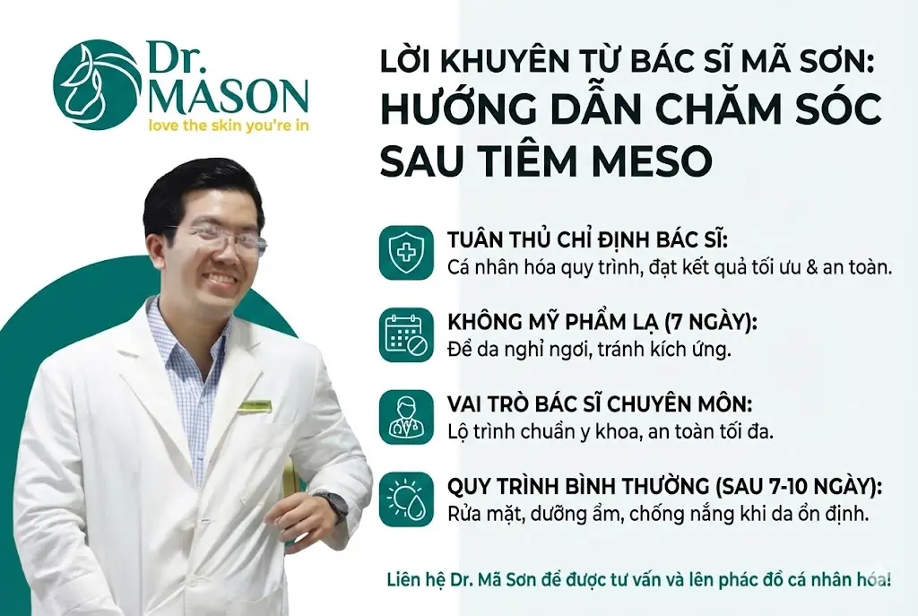 lời khuyên của bác sĩ Mã Sơn chăm sóc dasau khi tiêm meso