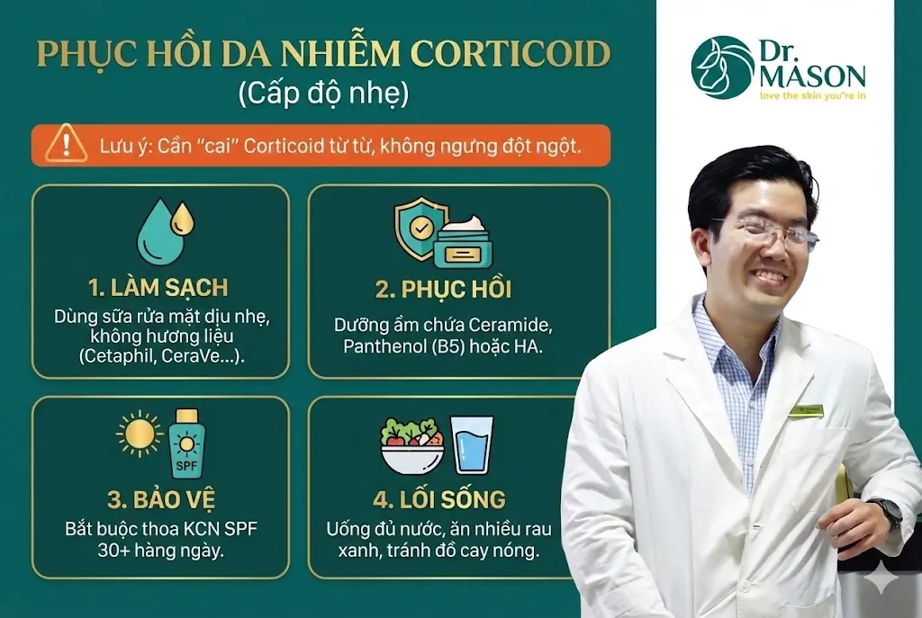 cấp độ nhiễm corticoid nhẹ và cách chăm sóc