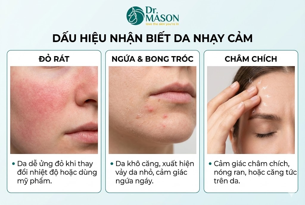 dấu hiệu nhận biết da nhạy cảm
