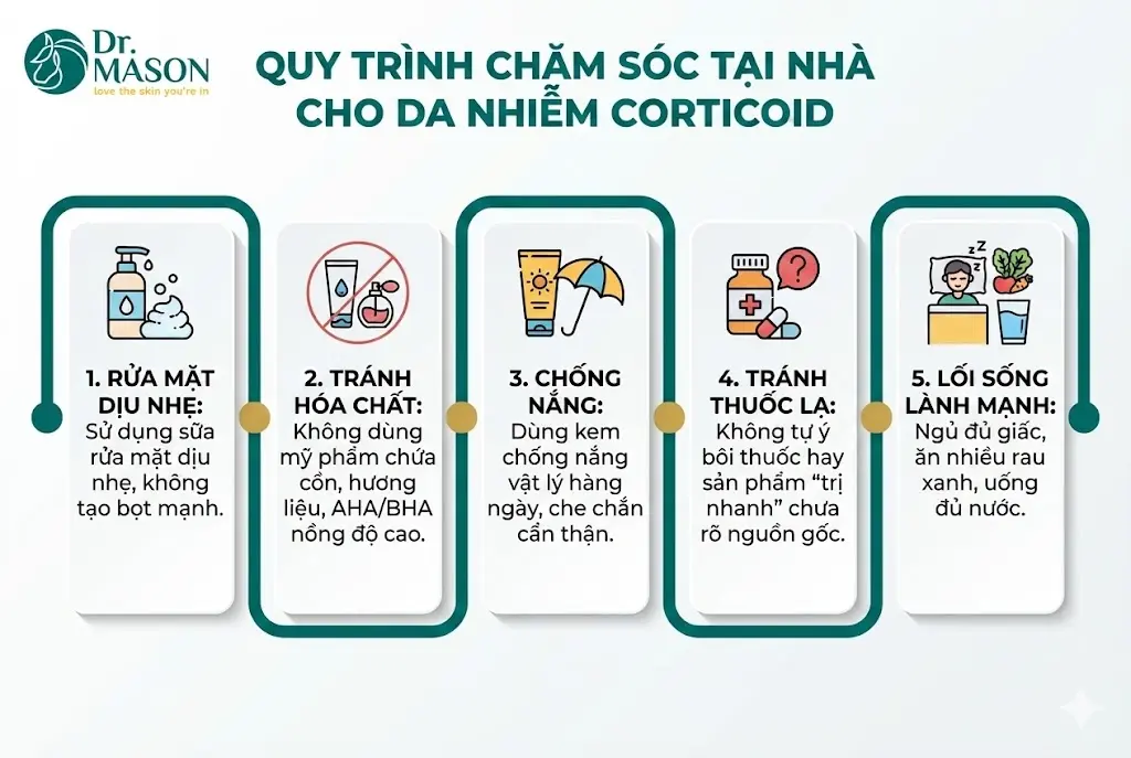 cách chăm sóc da nhiễm corticoid tại nhà