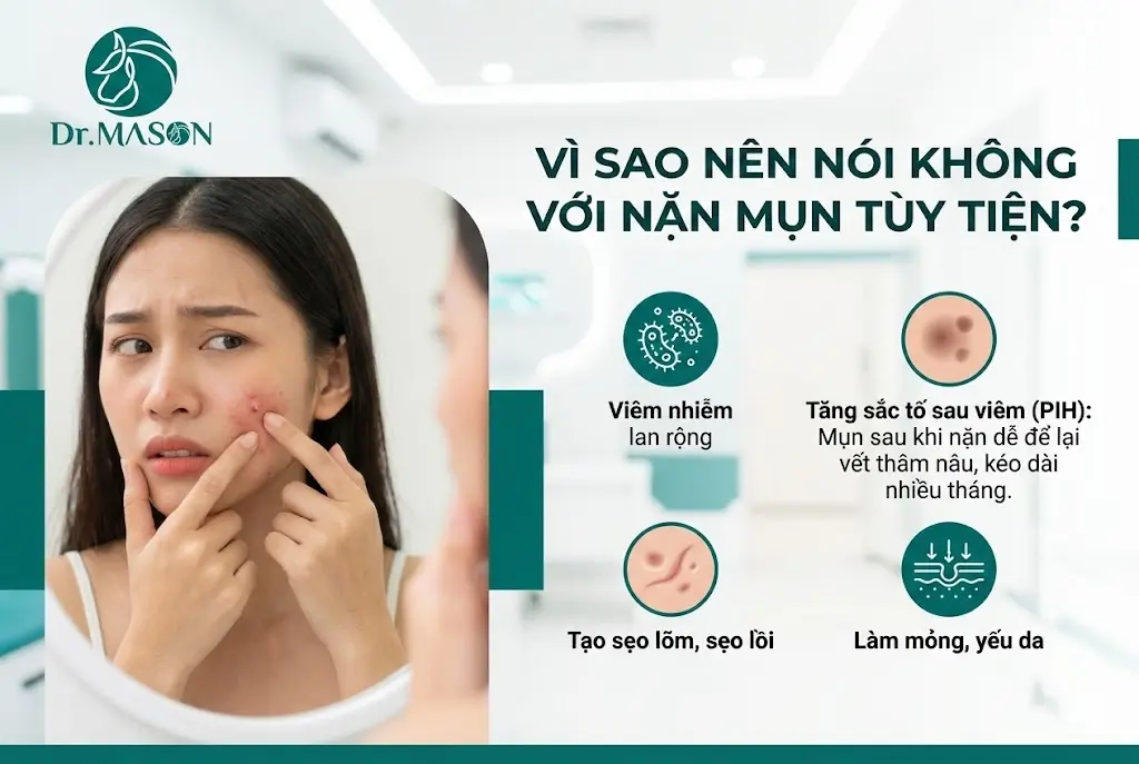 vì sao nên nói không với nặn mụn tùy tiện