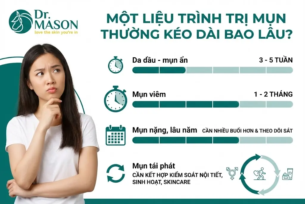 một liệu trình trị mụn thường kéo dài bao lâu