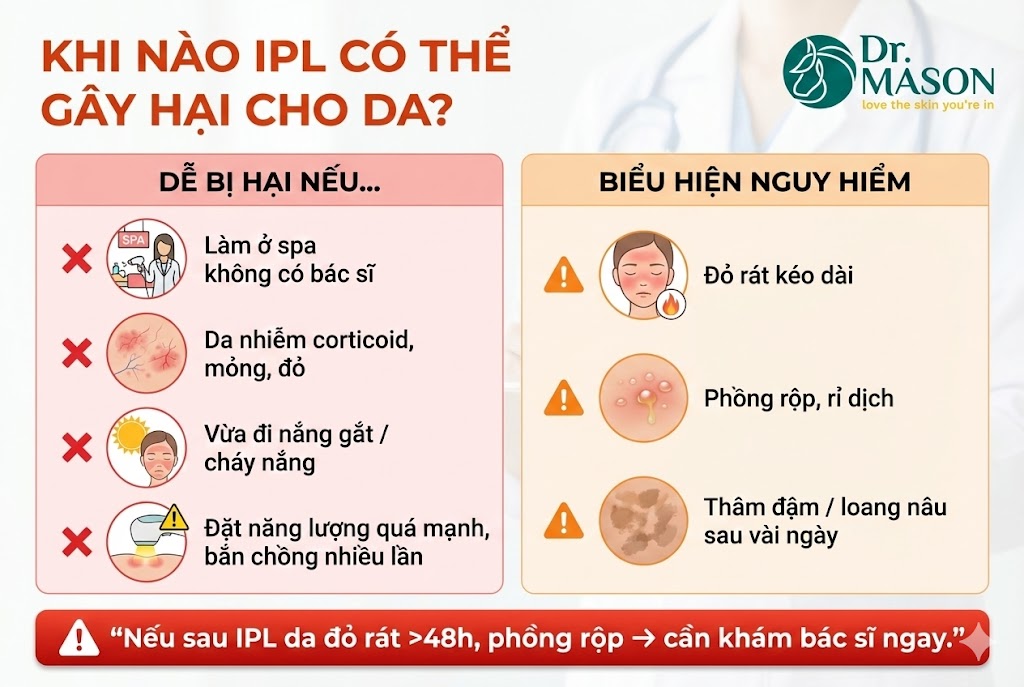 khi nào IPL có thể gây hại da