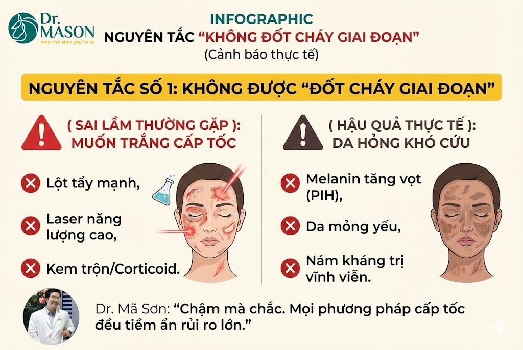 không đốt cháy giai đoạn điều tị nám