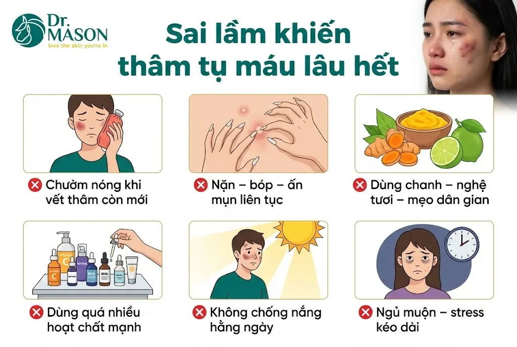 sai lầm khiến máu tụ máu bầm lâu lành
