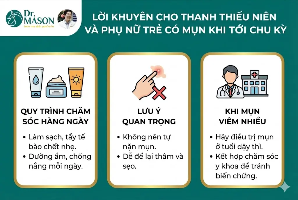 lời khuyên của bác sĩ chăm sóc da khi tới chu kỳ