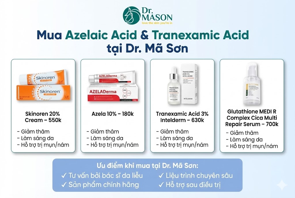 mua azelaic acid và tranexamid tại Dr Mã Sơn