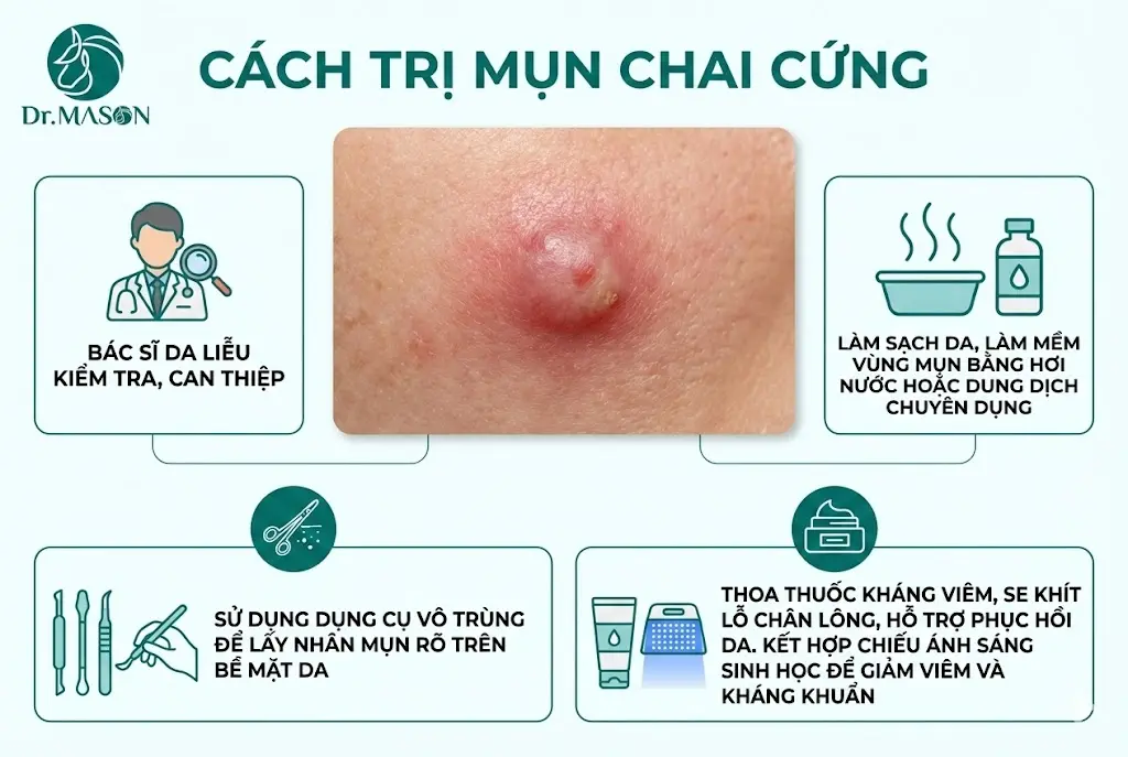 cách trị mụn chai cứng