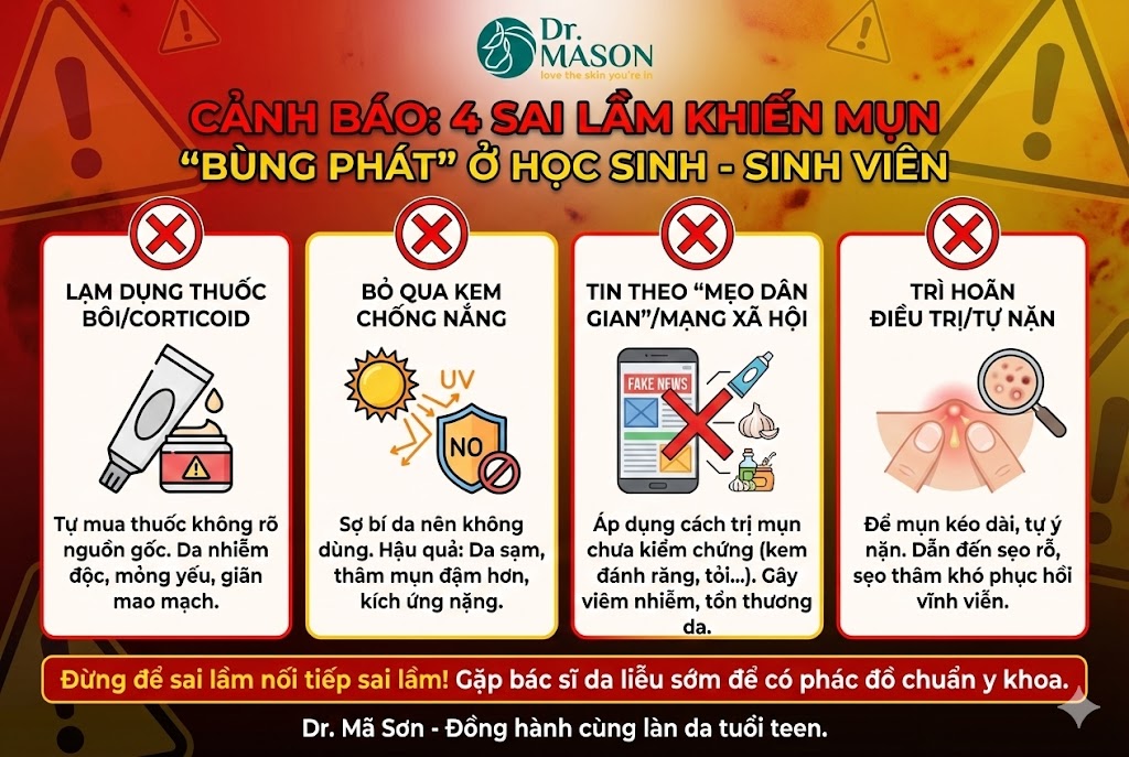 4 sai lầ khiến bùng mụn ở tuổi teen