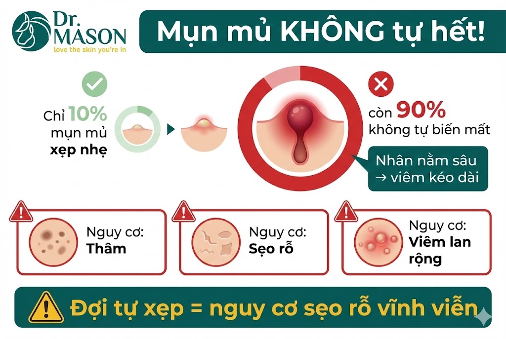 mụn mủ không tự hết