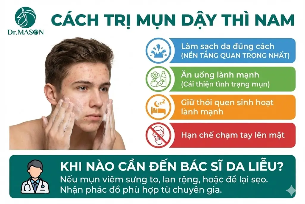 cách trị mụn dậy thì ở nam
