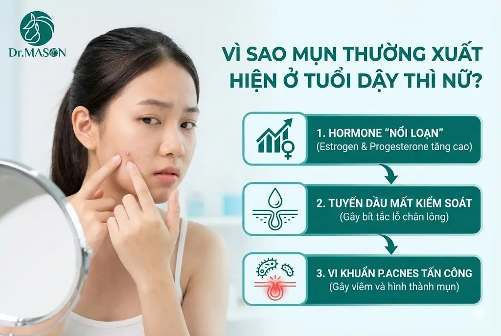 vì sao tuổi dậy thì nữ xuất hiện mụn