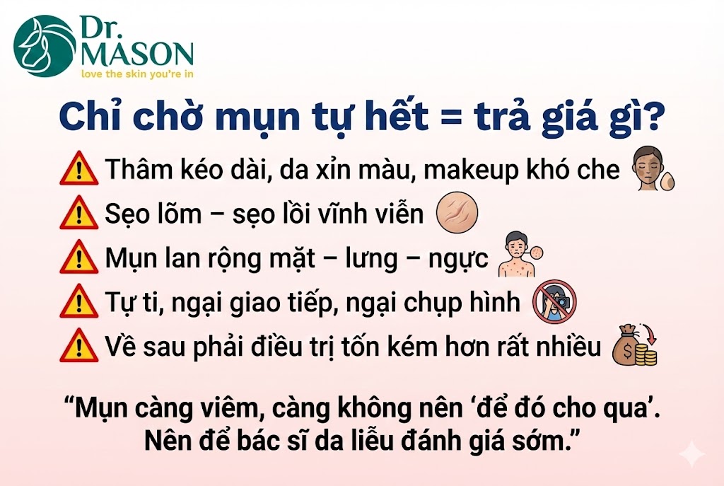 hậu quả nếu chờ mụn tự hết