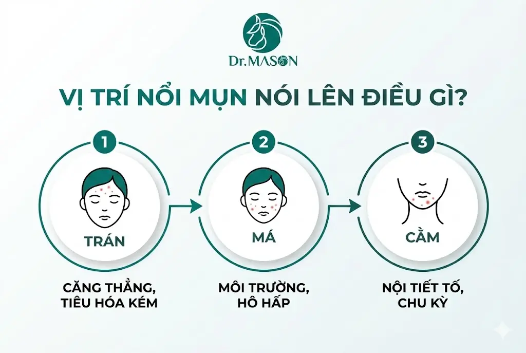 vị trí mụn nói lên điều gì