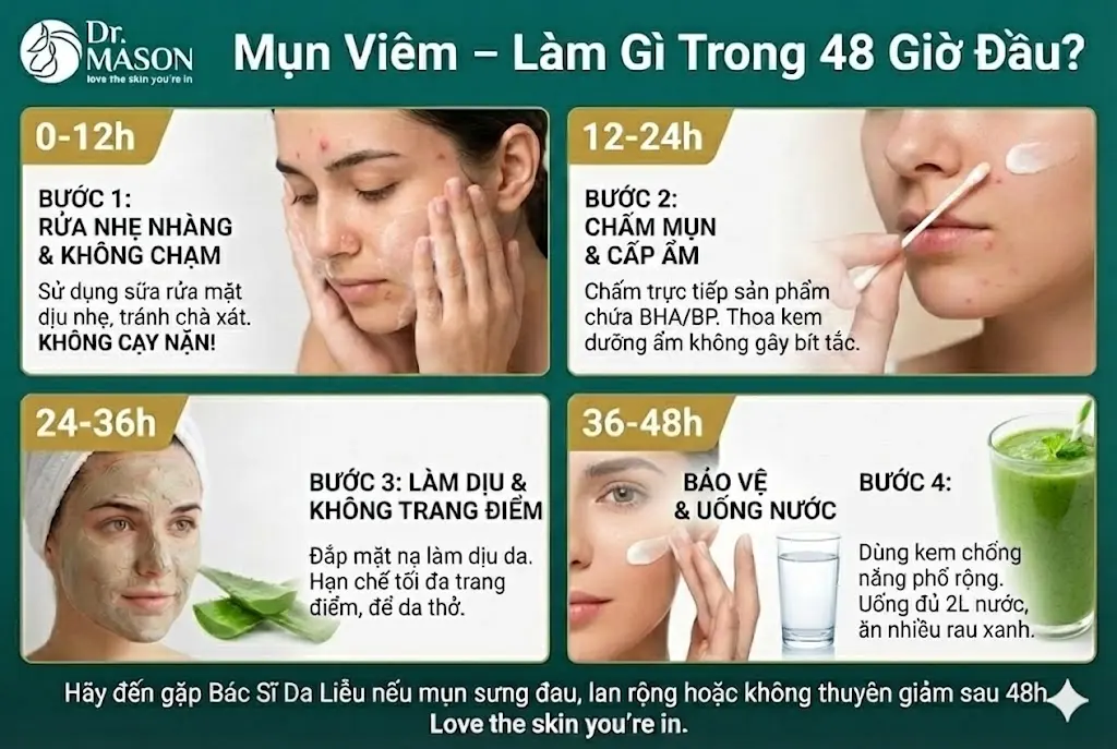 mụn viêm- làm gì trong 48 giờ đầu