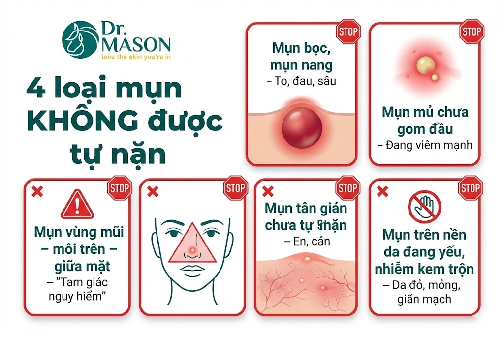 4 loại mụn không được tự nặn