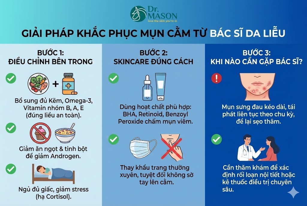 cách khắc phục nổi mụn cằm