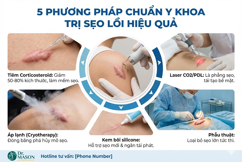 5 phương pháp chuẩn y khoa trị sẹo lồi