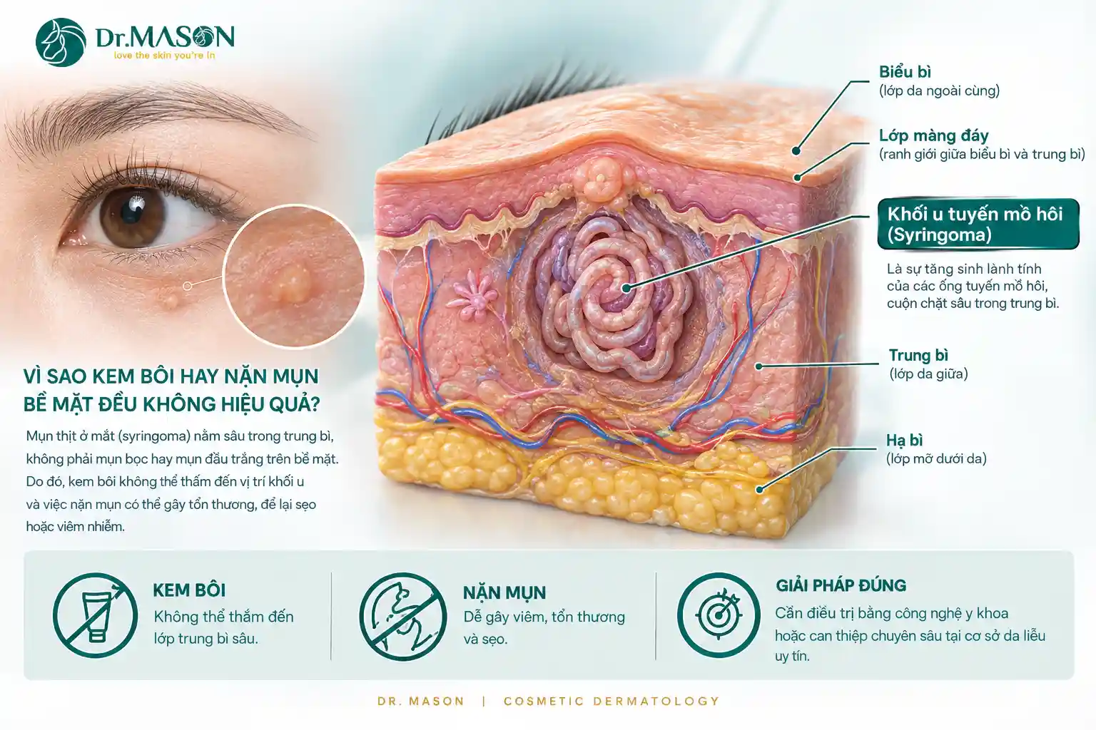 Sơ đồ phân biệt các loại nốt sần quanh mắt