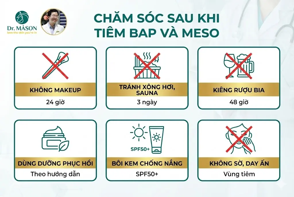 chăm sóc sau khi tiêm bap và meso