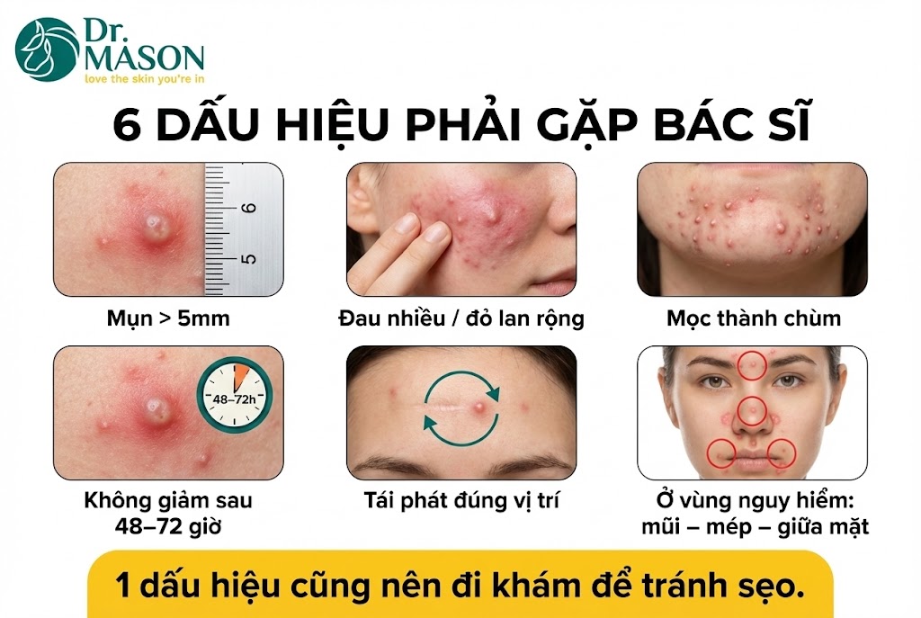 6 dấu hiệu phải gặp bác sĩ khi mụn sưng to