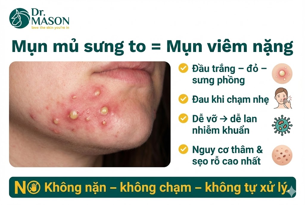 mụn mủ sưng to thực tế