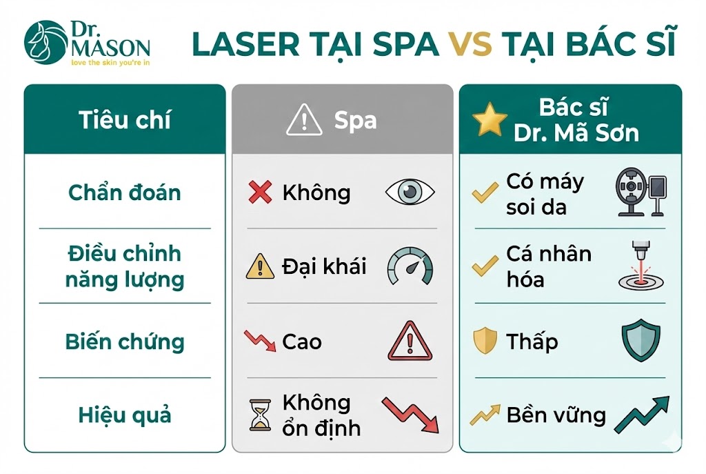 so sánh laser tại spa và bác sĩ