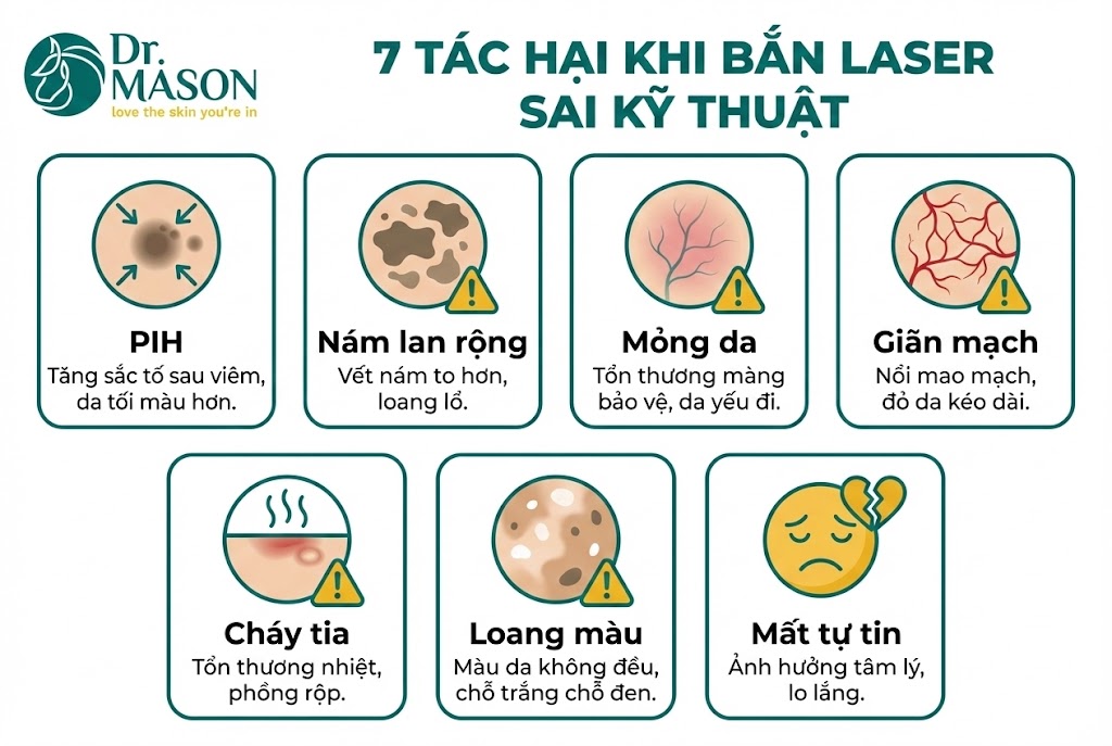 7 tác hại khi bắn laser trị nám sai kỹ thuật