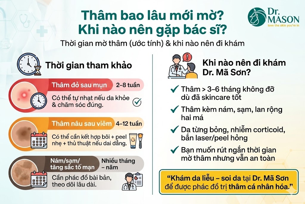 khi nào nên gặp bác sĩ , thâm bao lâu mới mờ