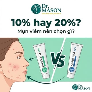 So sánh Azelaic acid 10% và 20% trị mụn viêm