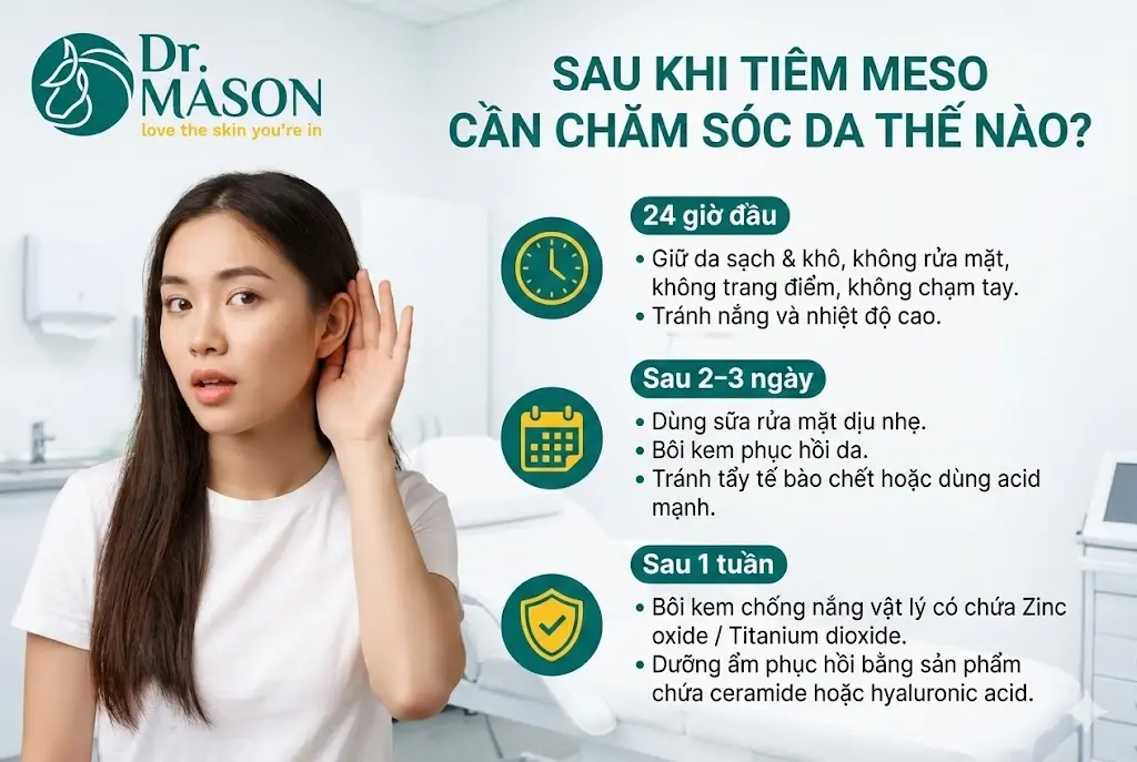 chăm sóc da thế nào sau khi tiêm meso