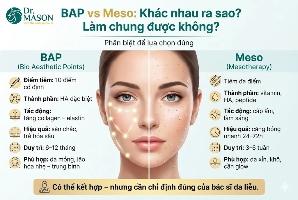 Bap và meso khác nhau ra sao : làm chung được không