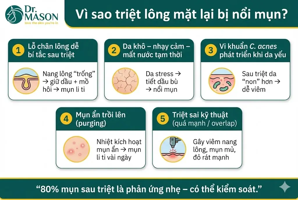 vì sạo triệt lông mặt bị nổi mụn