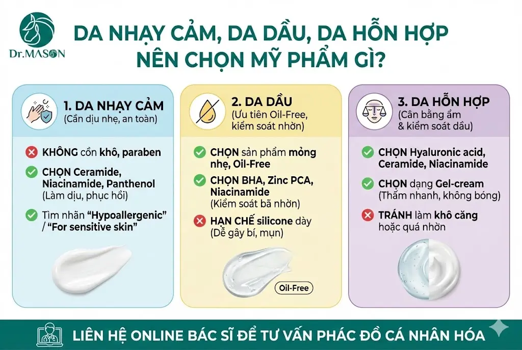 tư vấn mỹ phẩm cá nhân hóa từng loại da