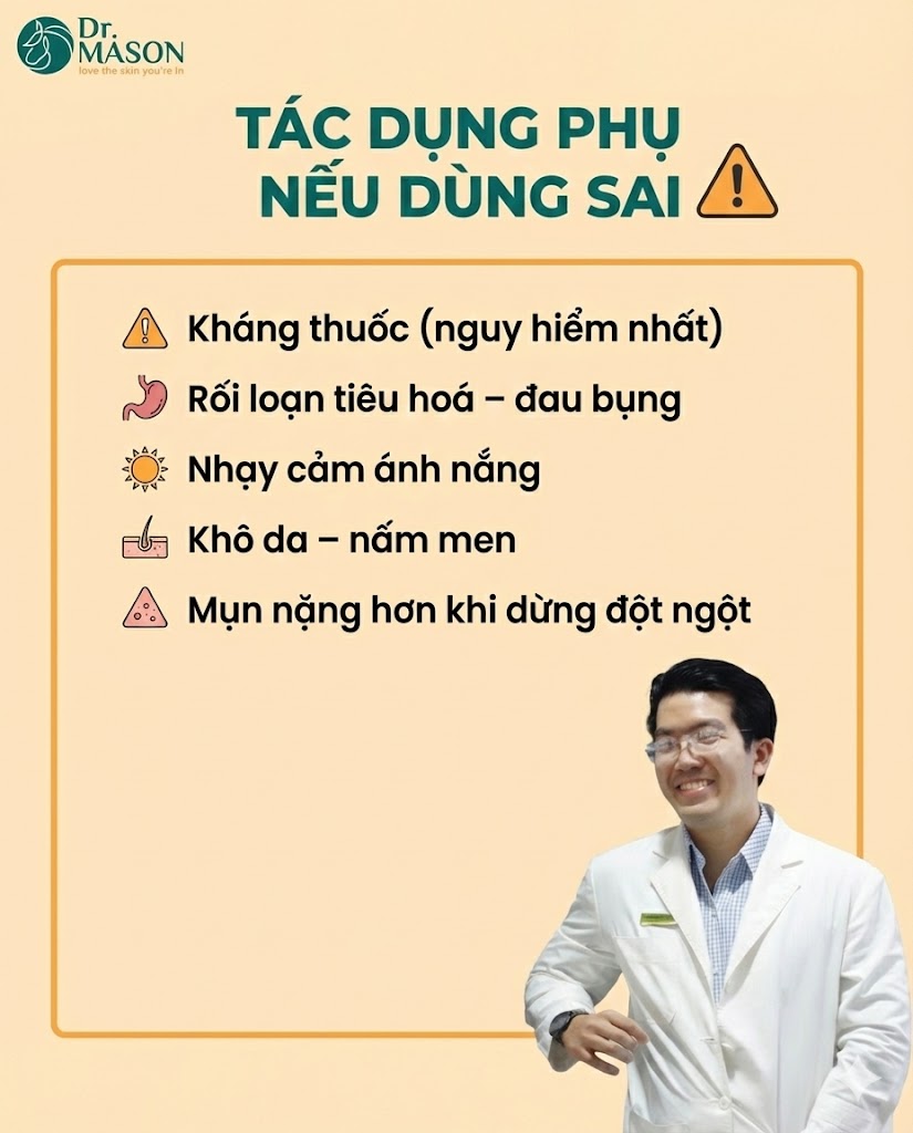 tác dụng phụ nếu dùng thuốc kháng sinh sai